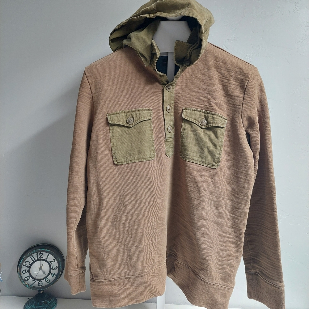 LL Bean Signature Button Down Hooded Thick Shirt Men's Size  Large Slim Fit